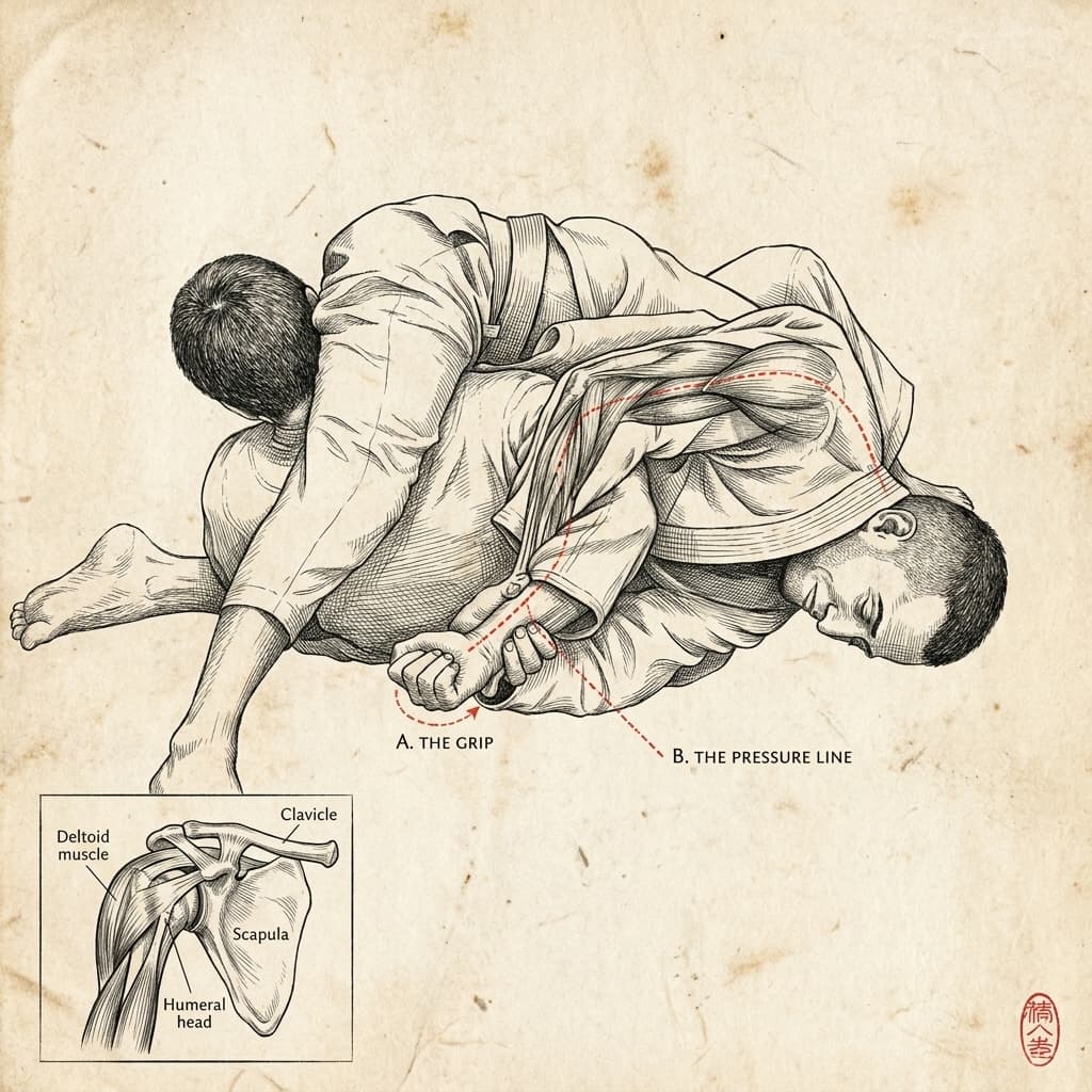 Engraved plate illustrating The Shoulder Lock from Guard